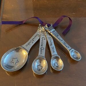 Set of 2003 Basic Spirit 4 Measuring Spoons Made in Canada Lead-Free Pewter